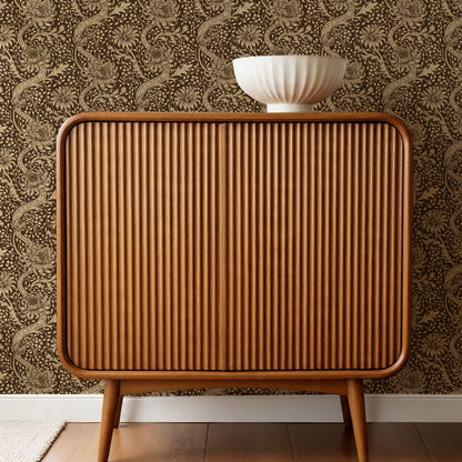Arabella Autumn Florals Chocolate Wallpaper