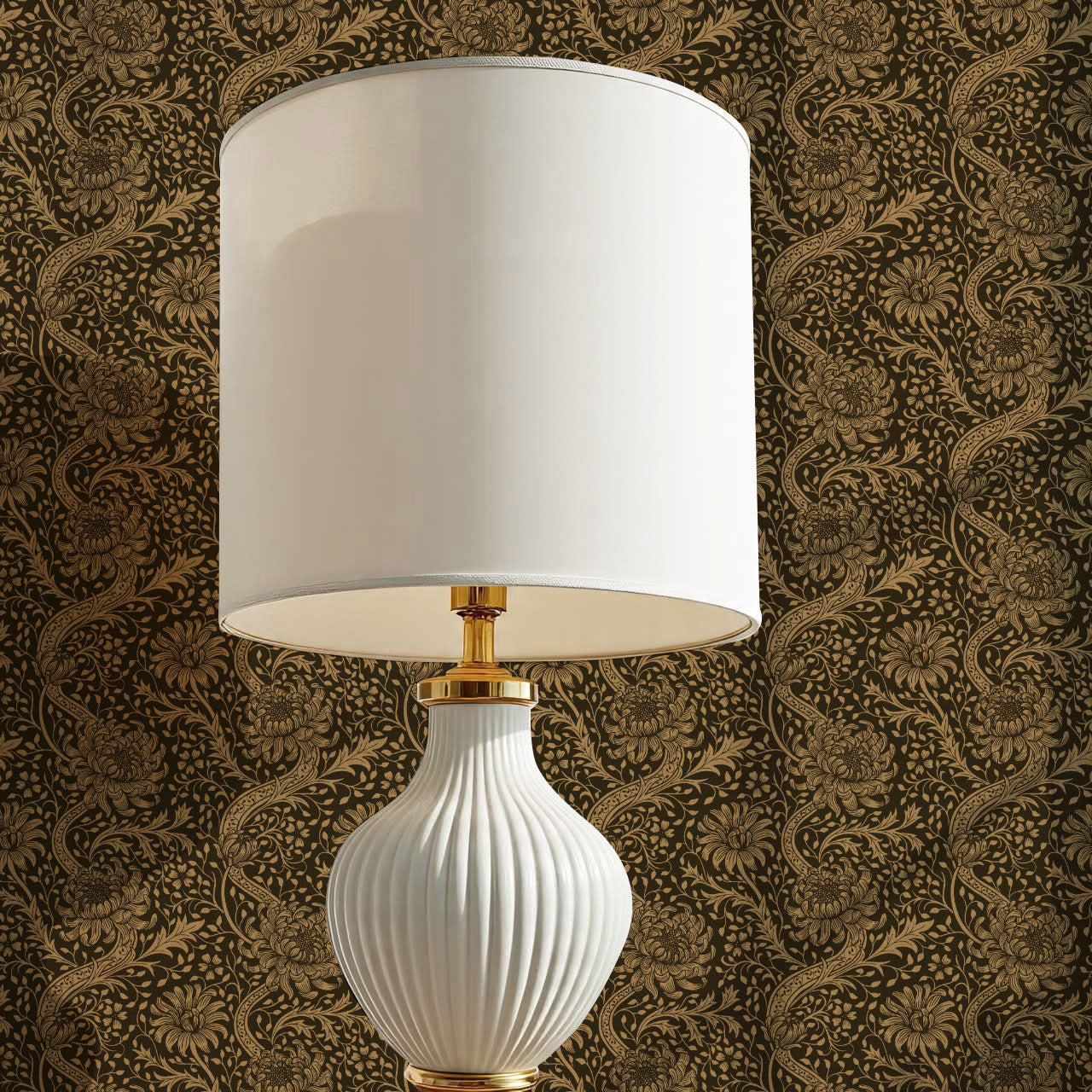 Arabella Autumn Florals Ochre Wallpaper