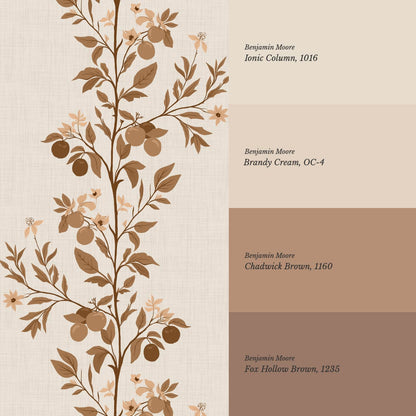Araceli Fruit Tree Ivory Brown Rust Wallpaper