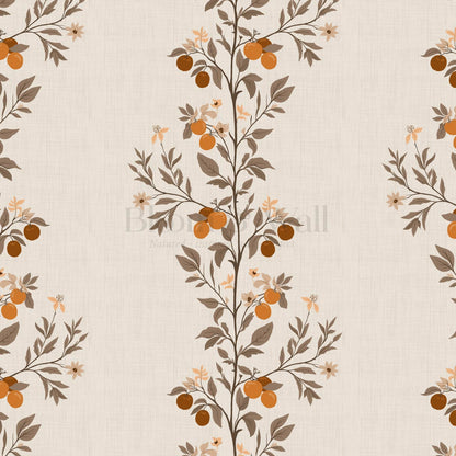 Araceli Fruit Tree Ivory Brown Wallpaper