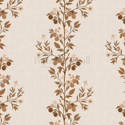 Araceli Fruit Tree Ivory Brown Rust Wallpaper