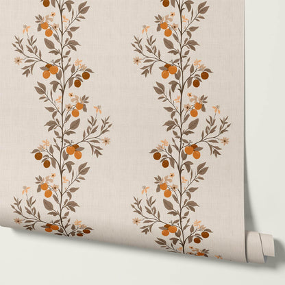 Araceli Fruit Tree Ivory Brown Wallpaper