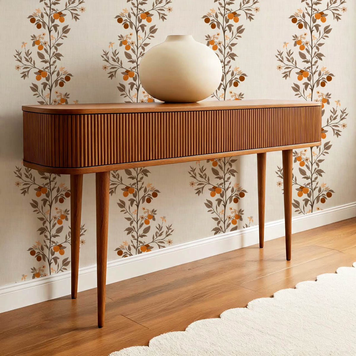 Araceli Fruit Tree Ivory Brown Wallpaper