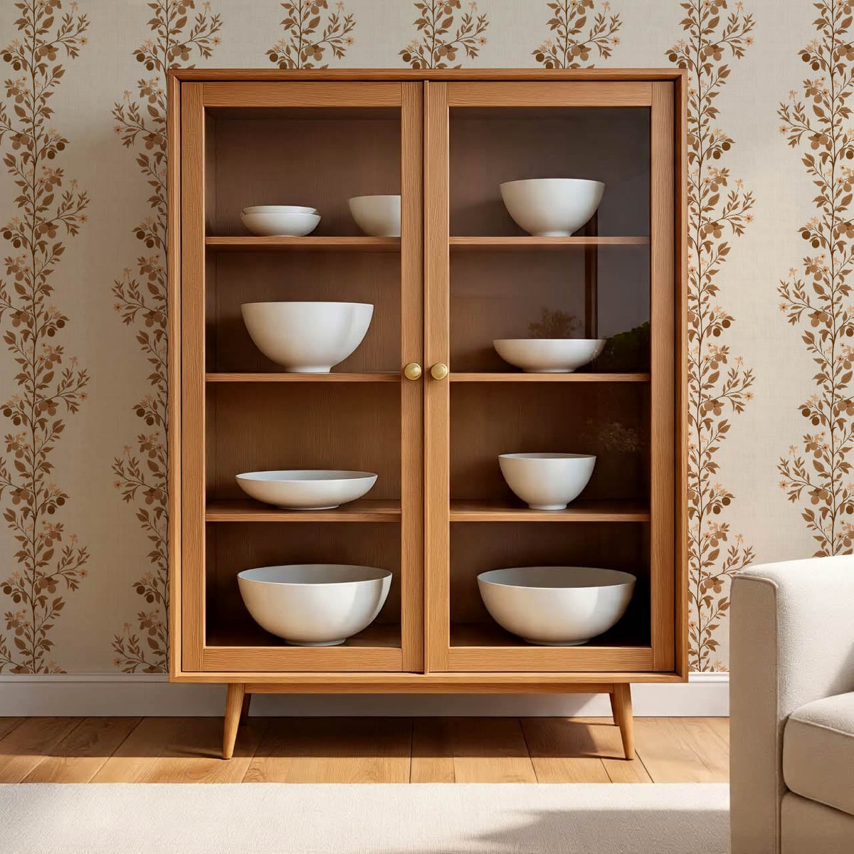 Araceli Fruit Tree Ivory Brown Rust Wallpaper