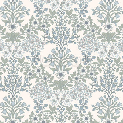 Ariella Blackthorn Vines Blue Wallpaper