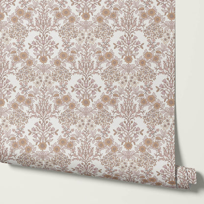 Ariella Blackthorn Vines Berry Pink Wallpaper