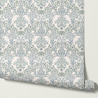 Ariella Blackthorn Vines Blue Wallpaper
