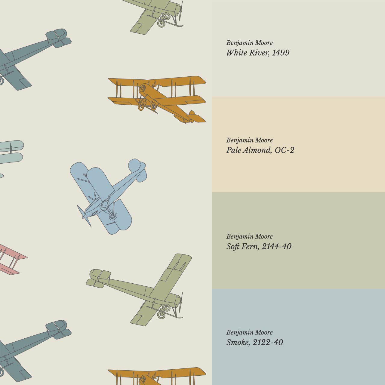 Arri Flying Planes Ivory Multi Color Wallpaper