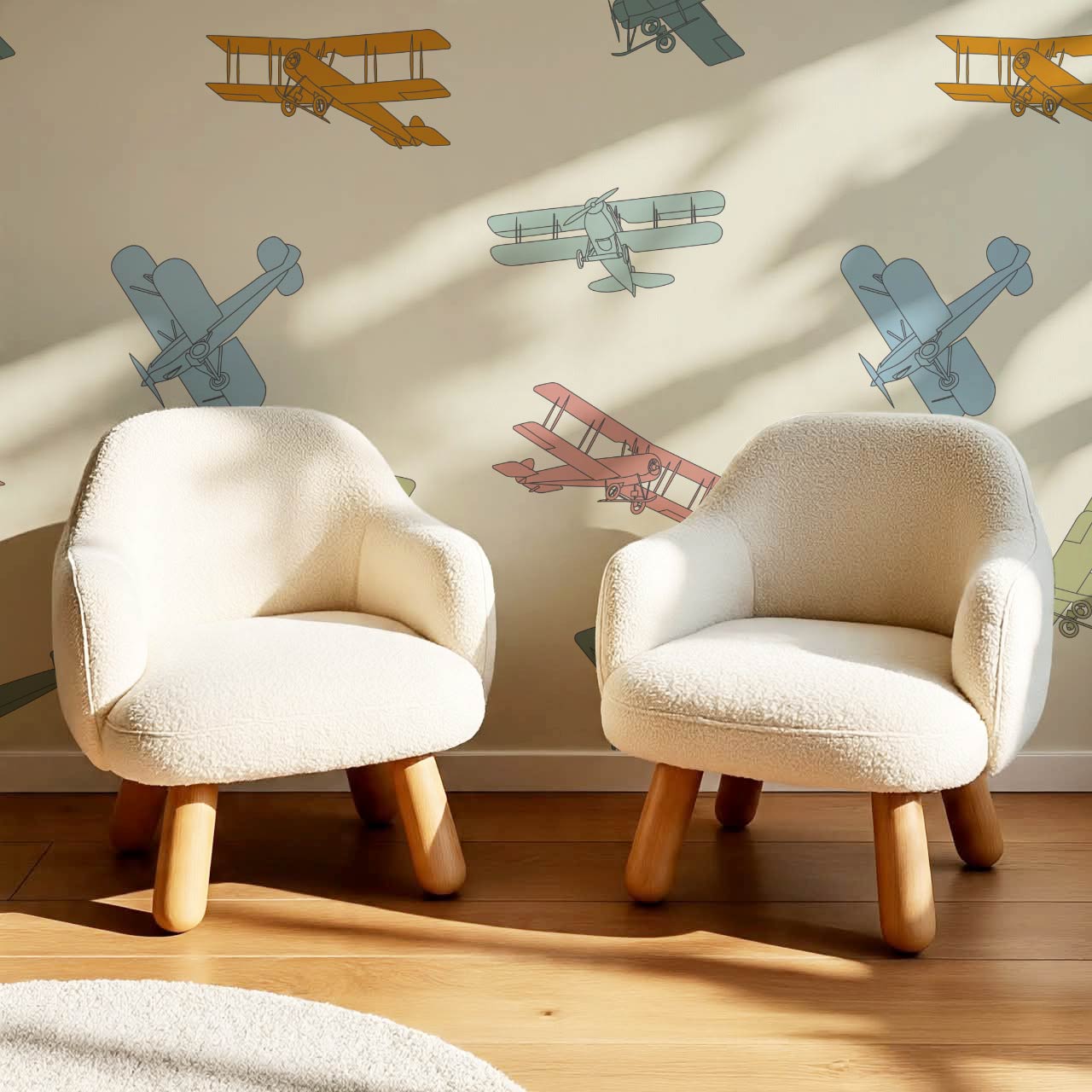 Arri Flying Planes Ivory Multi Color Wallpaper