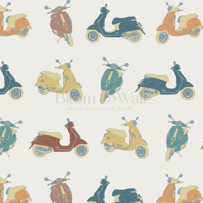 Vespa Ivory Teal Wallpaper