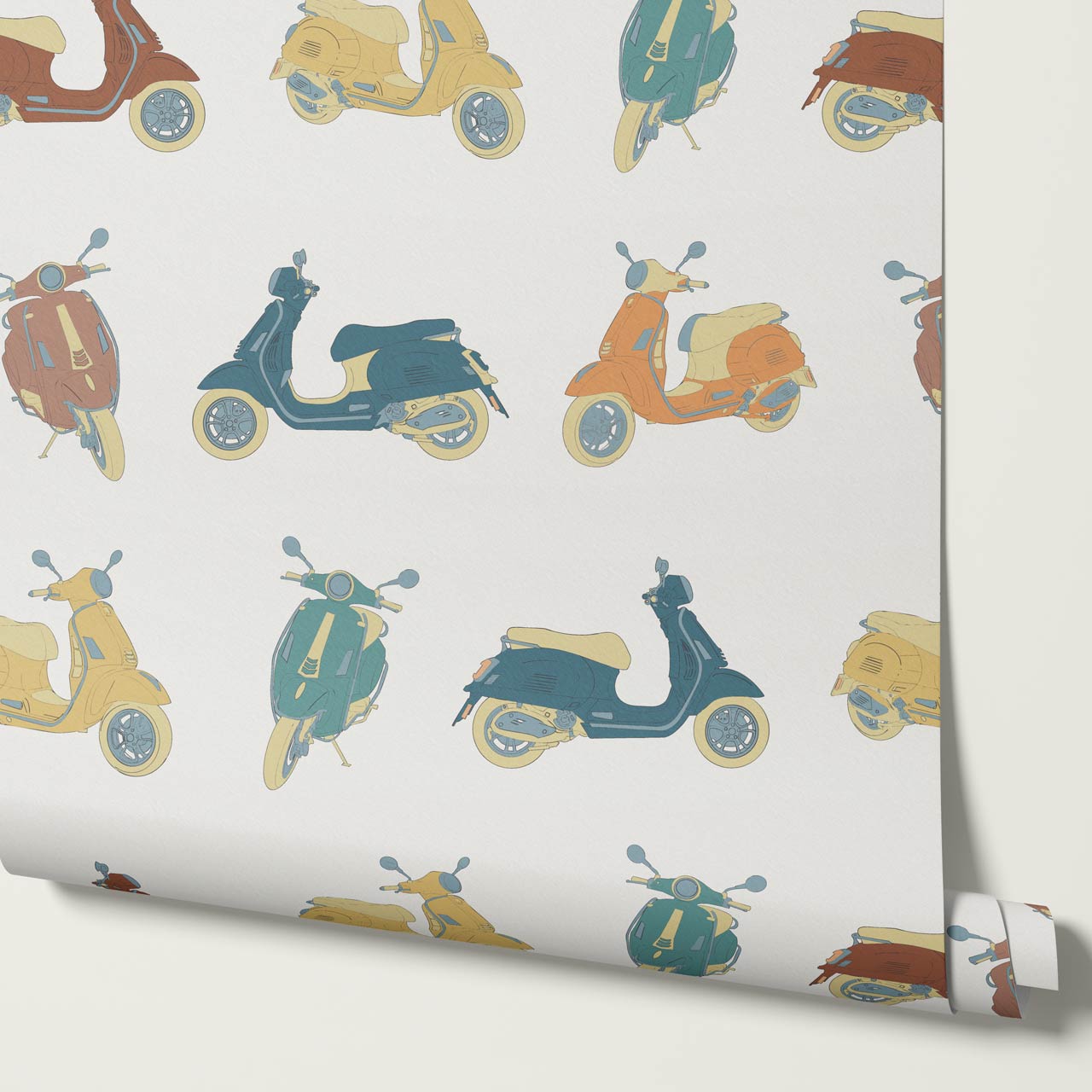 Vespa Ivory Teal Wallpaper
