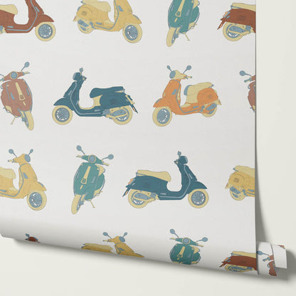 Vespa Ivory Teal Wallpaper