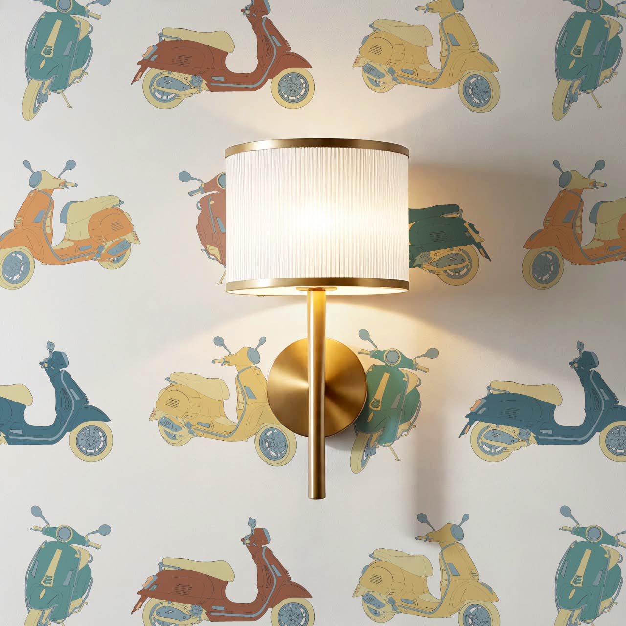 Vespa Ivory Teal Wallpaper
