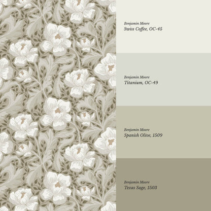 Asila Peonies Olive Wallpaper