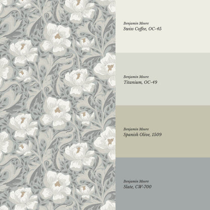 Asila Peonies Sea Glass Beige Wallpaper
