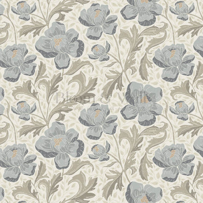Asila Peonies Sage Blue Wallpaper