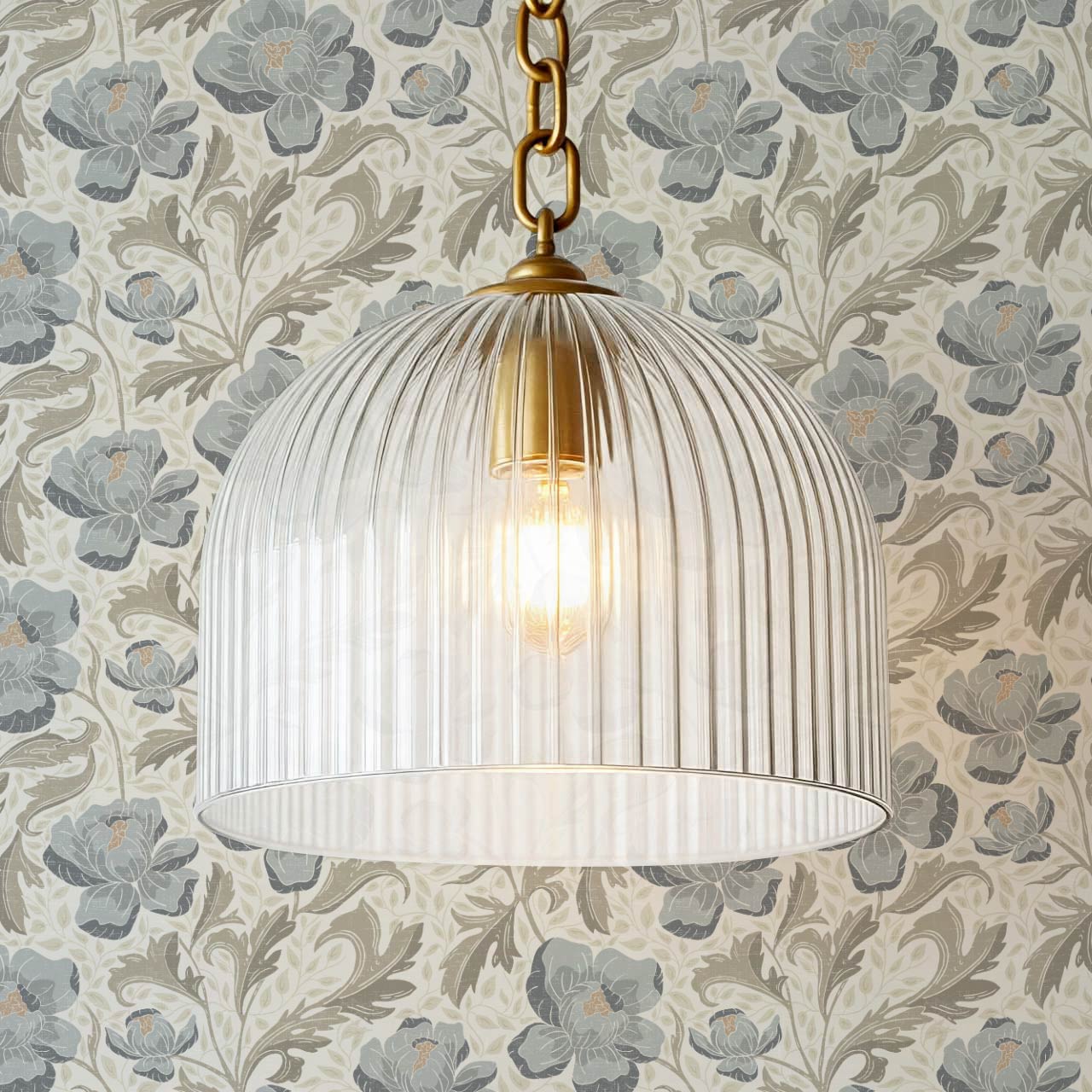 Asila Peonies Sage Blue Wallpaper