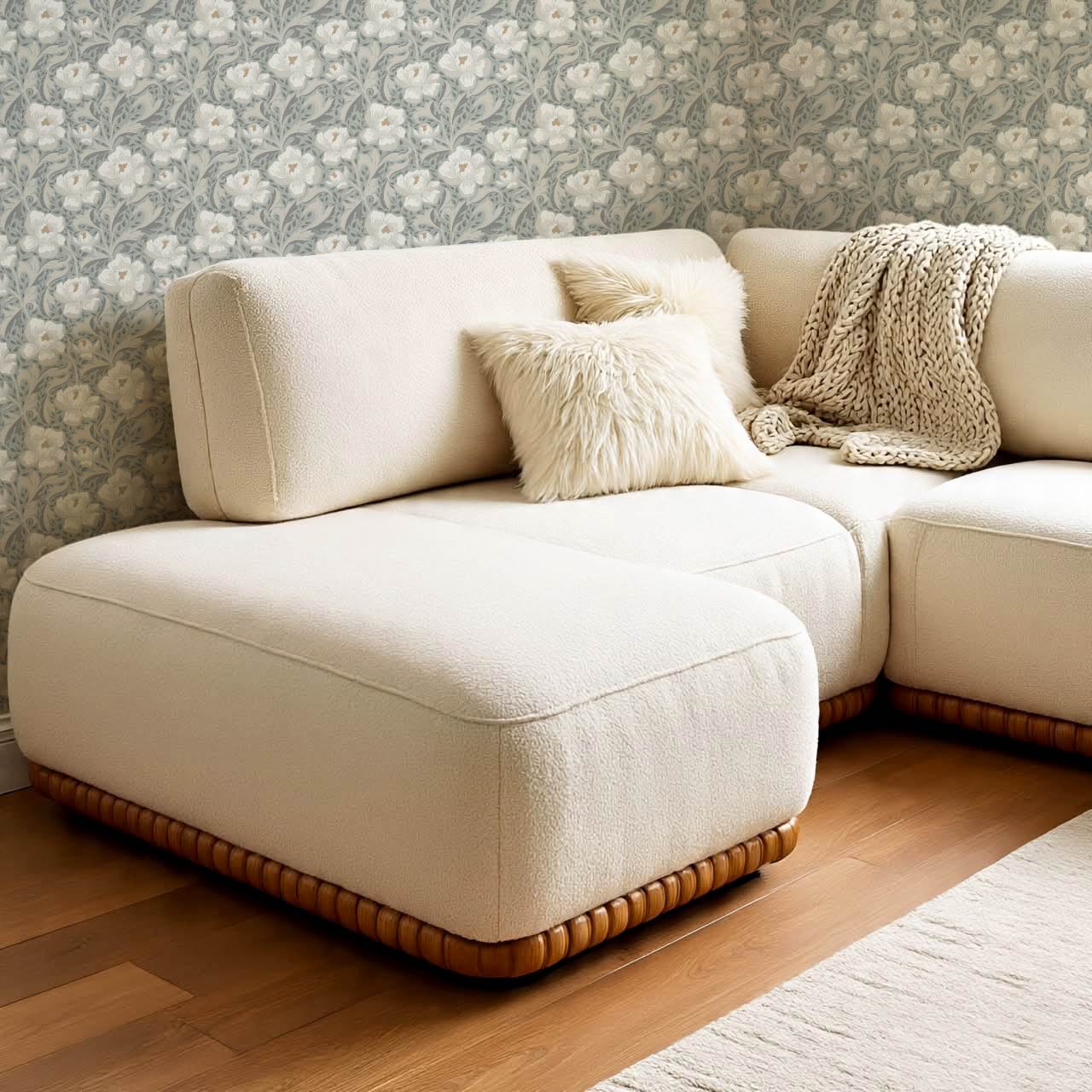 Asila Peonies Sea Glass Beige Wallpaper