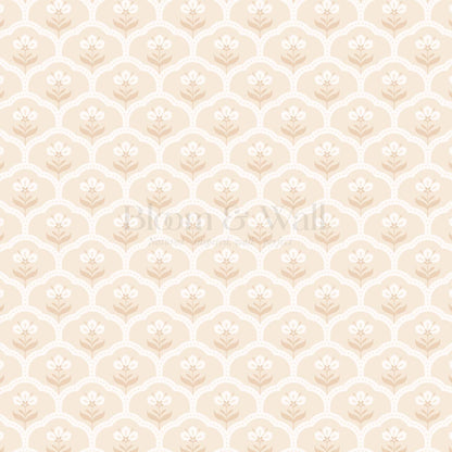 Asta Scallop Bloom Soft Peach Wallpaper