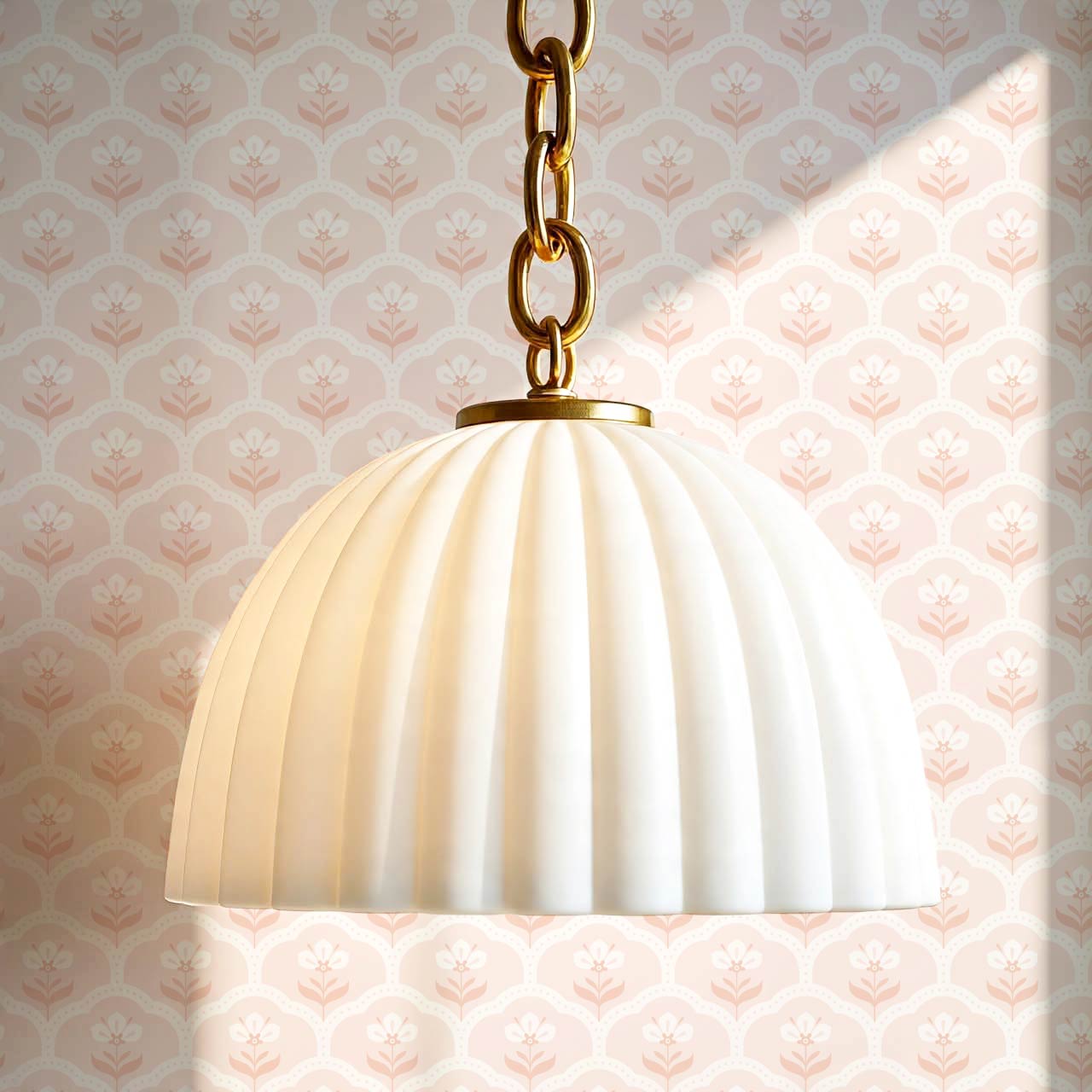 Asta Scallop Bloom Soft Blush Wallpaper