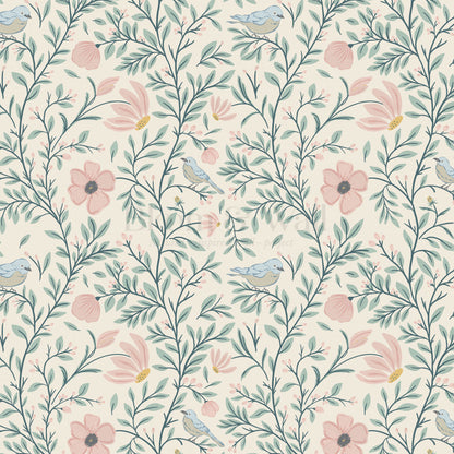 Athena Songbird Vine Blush Sage Butter Wallpaper
