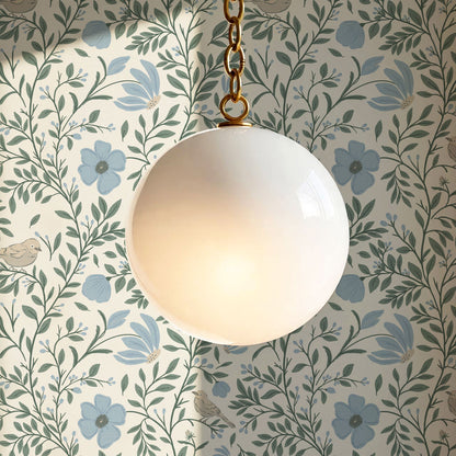 Athena Songbird Vine Blue Sage Wallpaper