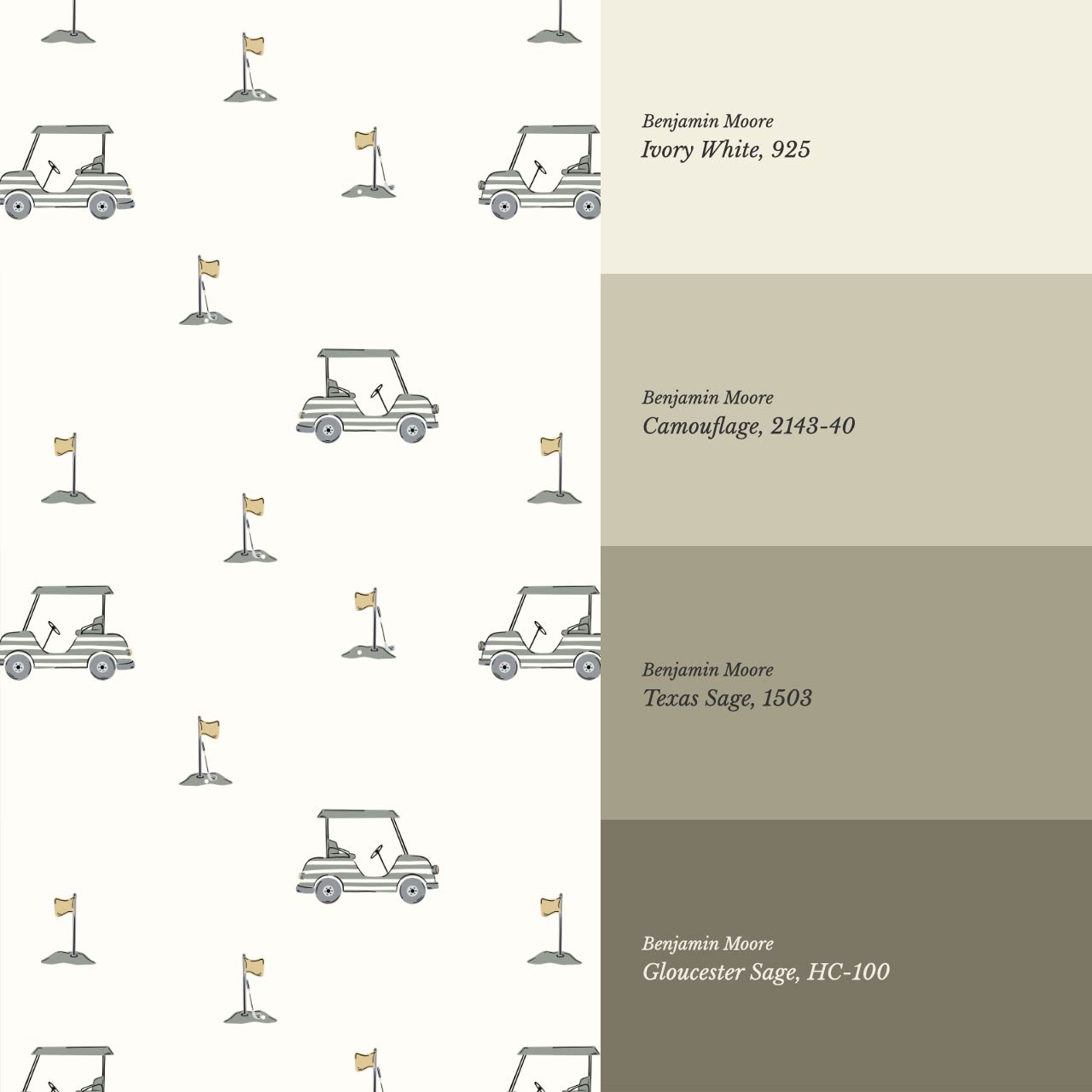 Atticus Golf Carts Cream Wallpaper