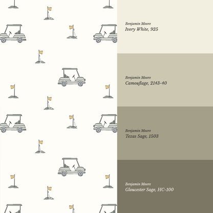 Atticus Golf Carts Cream Wallpaper
