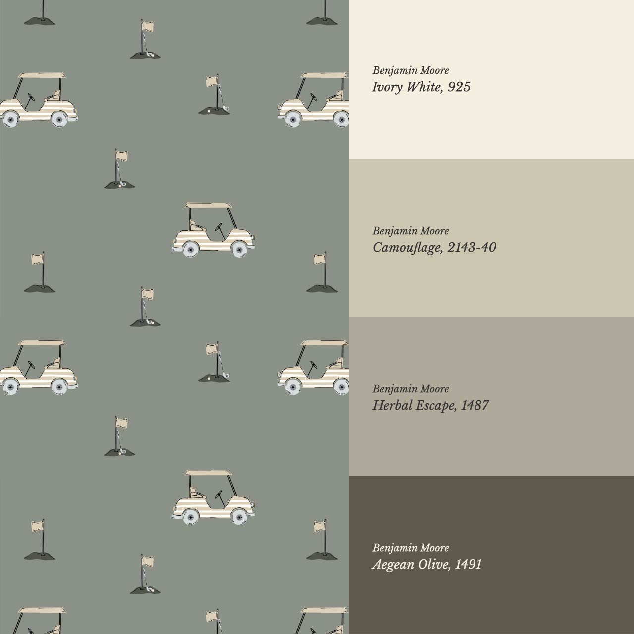 Atticus Golf Carts Olive Wallpaper