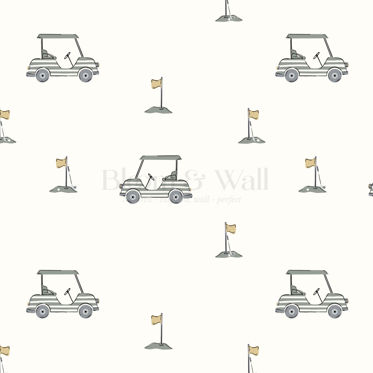 Atticus Golf Carts Cream Wallpaper