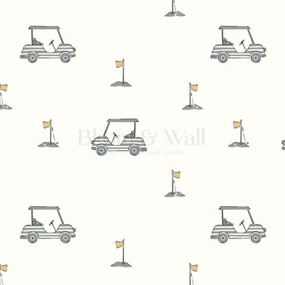 Atticus Golf Carts Cream Wallpaper