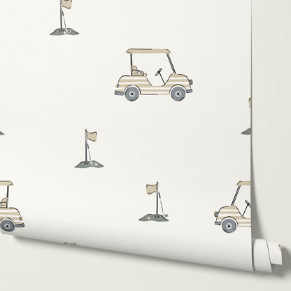 Atticus Golf Carts Tan Cream Wallpaper