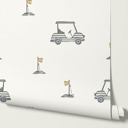 Atticus Golf Carts Cream Wallpaper