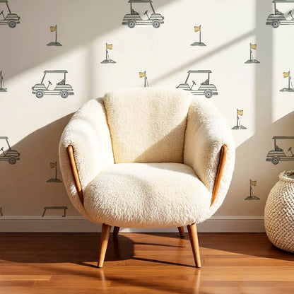 Atticus Golf Carts Cream Wallpaper