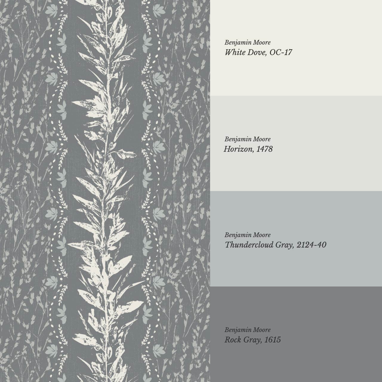 Aubree Silver Hedgerow Slate Wallpaper