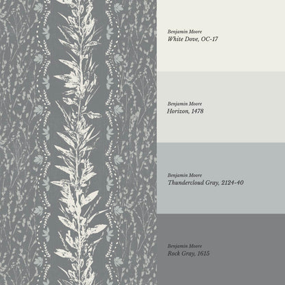Aubree Silver Hedgerow Slate Wallpaper