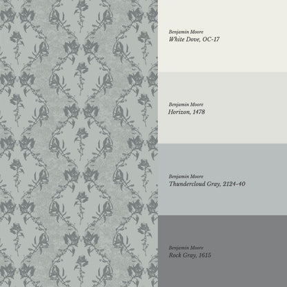 Kayla Vertical Vines Slate Gray Wallpaper