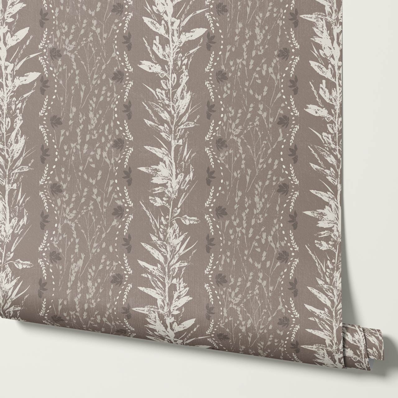Aubree Silver Hedgerow Stone Wallpaper
