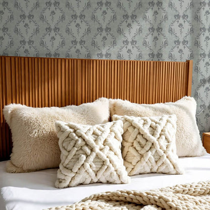 Kayla Vertical Vines Slate Gray Wallpaper