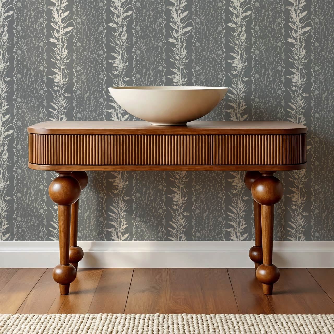 Aubree Silver Hedgerow Slate Wallpaper