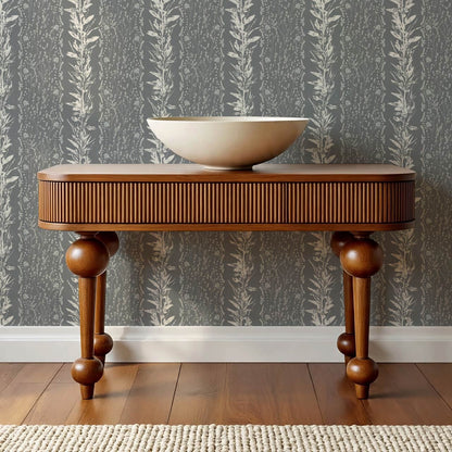Aubree Silver Hedgerow Slate Wallpaper