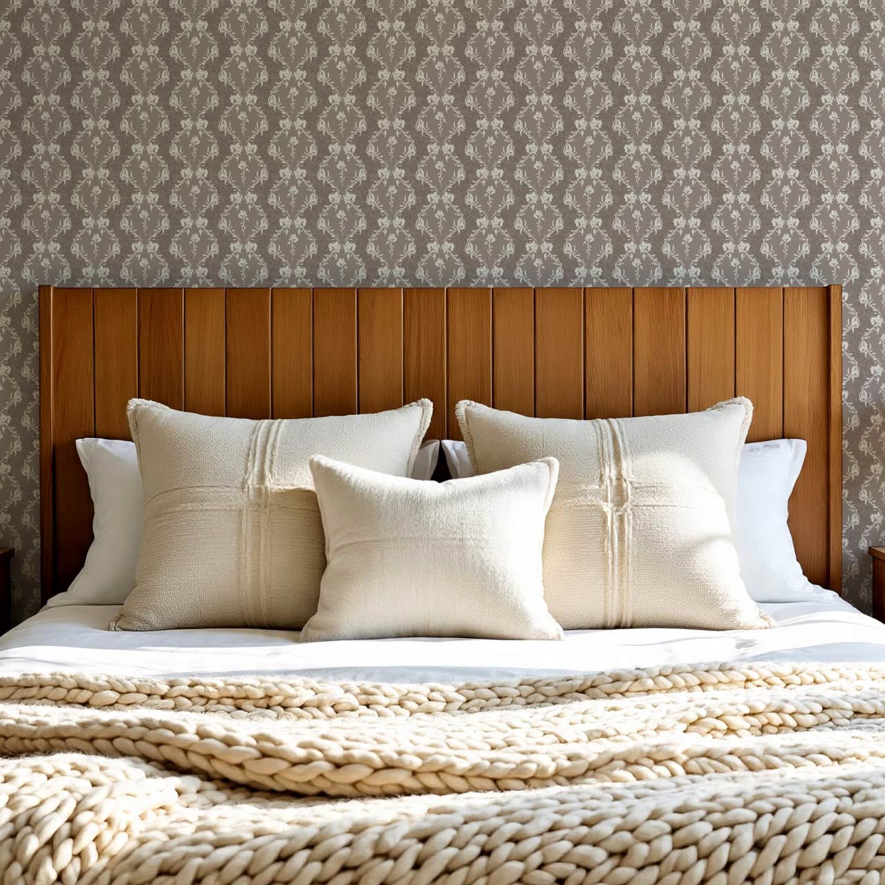 Kayla Vertical Vines Earth Wallpaper