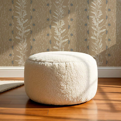 Aubree Silver Hedgerow Beige Wallpaper