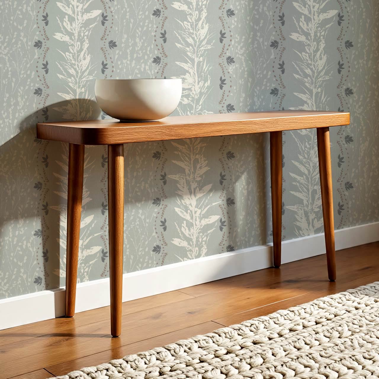 Aubree Silver Hedgerow Gray Glass Wallpaper