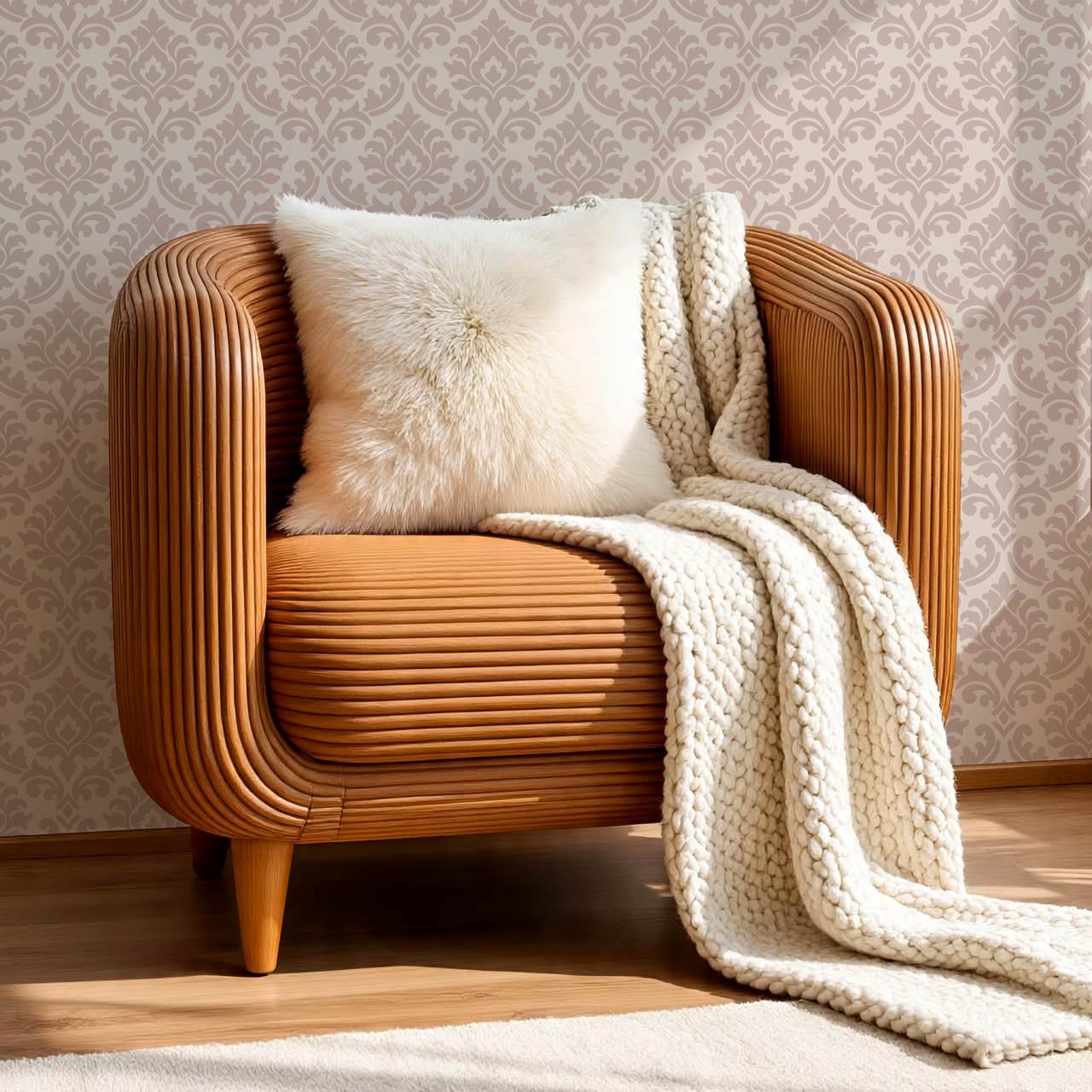 Aubrey Damask Mauve Wallpaper