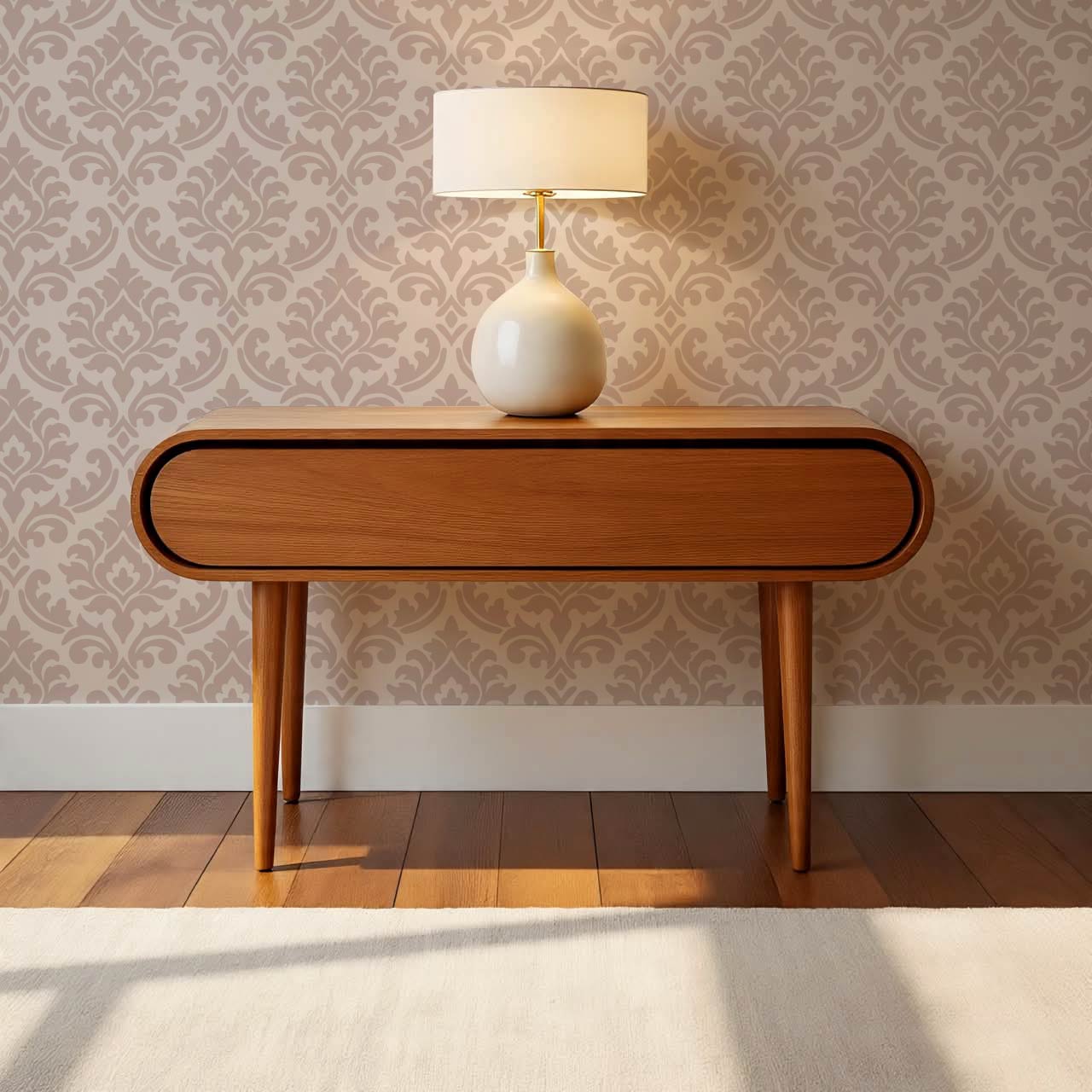 Aubrey Damask Mauve Wallpaper