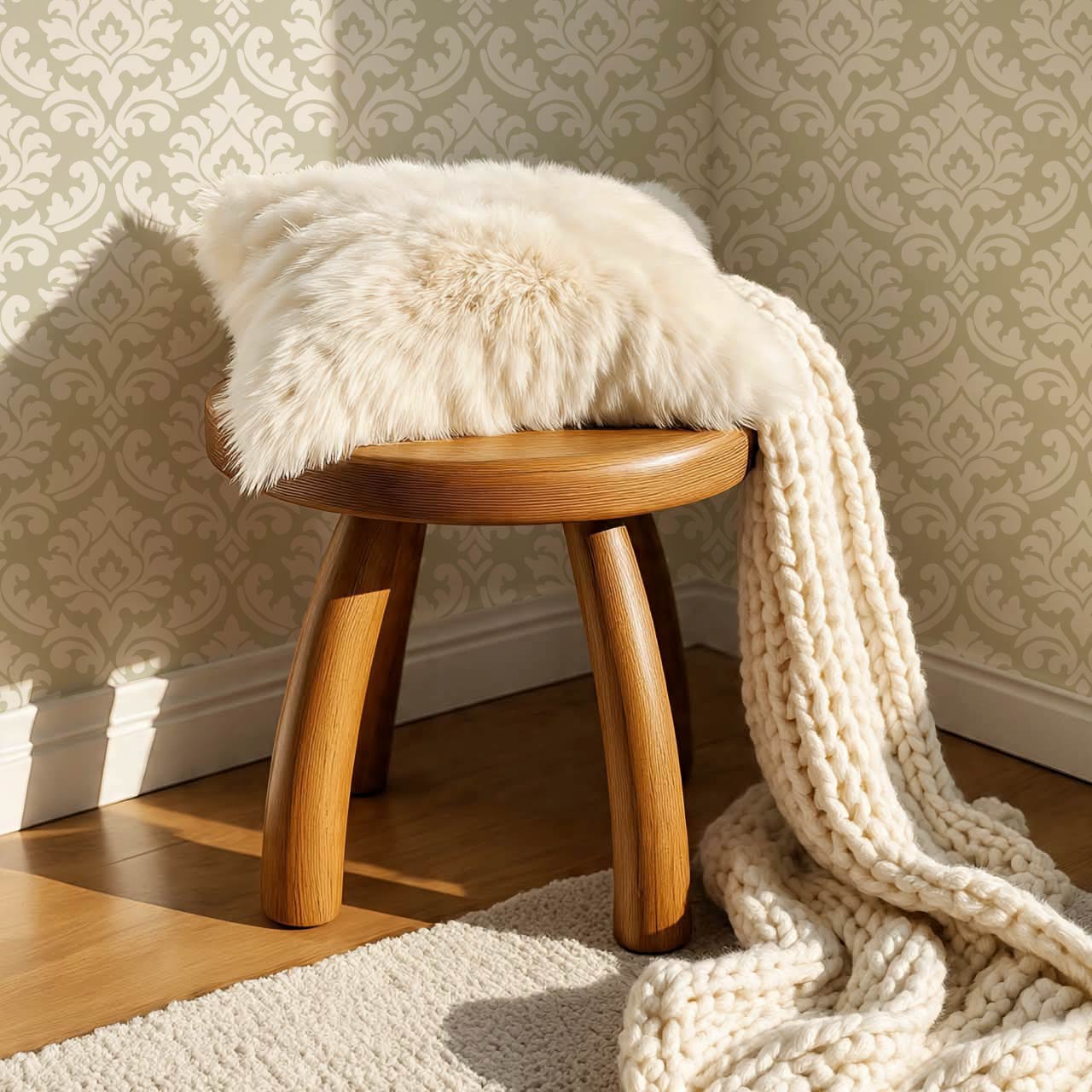 Aubrey Damask Olive Wallpaper