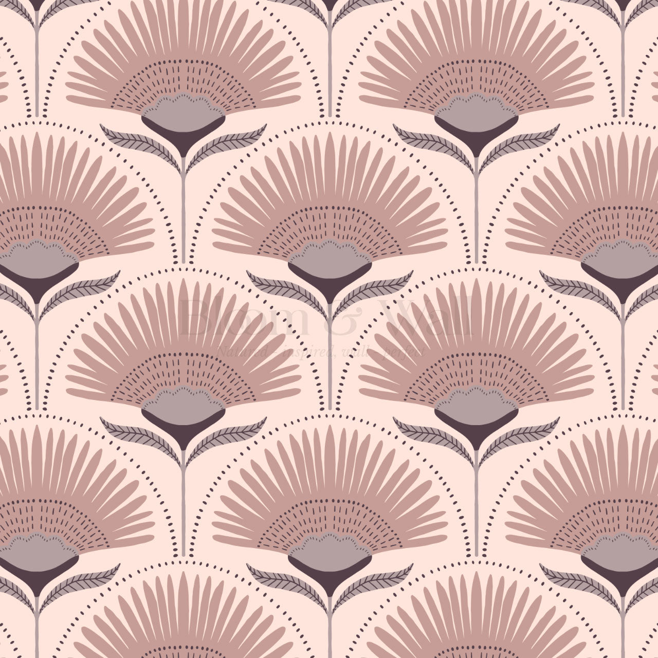 Audrey Palm Floral Rose Dust Wallpaper