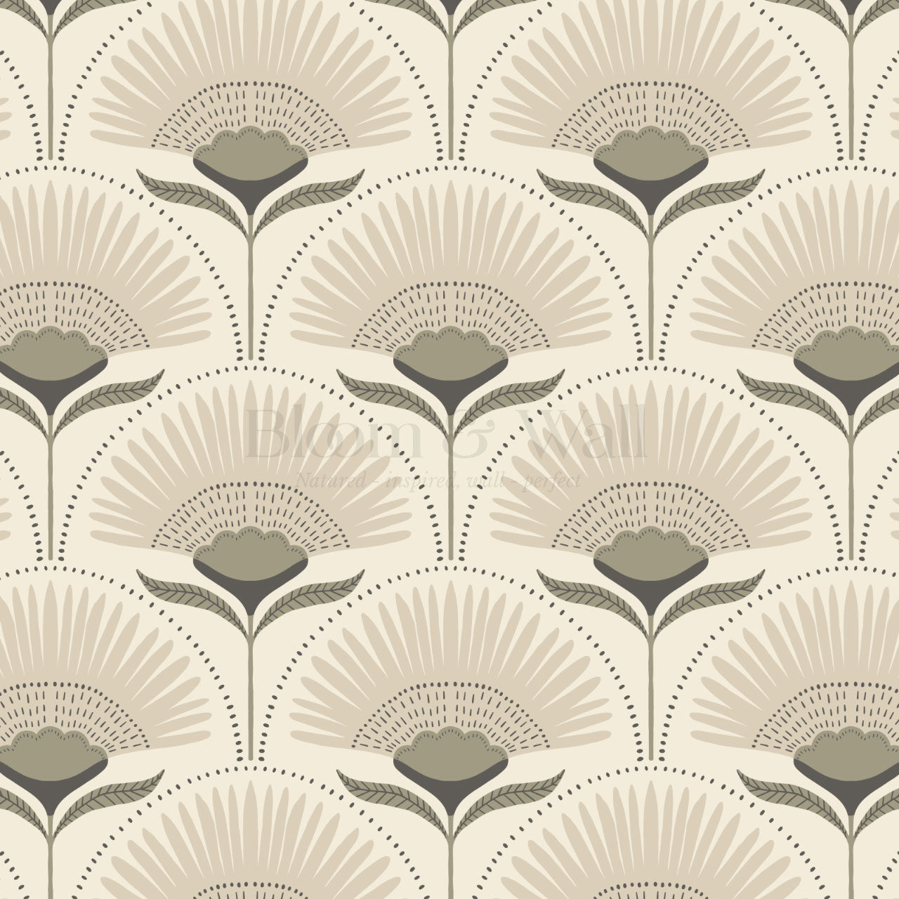 Audrey Palm Floral Sage Cream Wallpaper