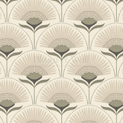Audrey Palm Floral Sage Cream Wallpaper